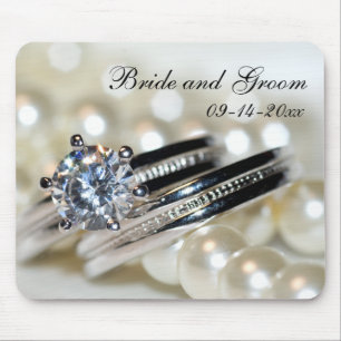 Rings and White Pearls Wedding Mousepad