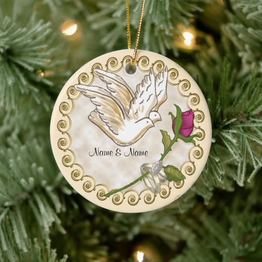 Rings Dove Custom Wedding Ornament (Baum)