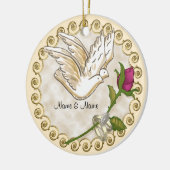 Rings Dove Custom Wedding Ornament (Links)
