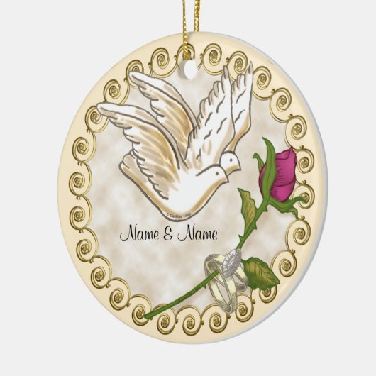 Rings Dove Custom Wedding Ornament (Links)