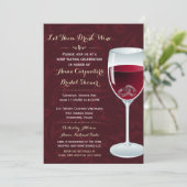 Rings in Wein Glass Bridal Polterabend Einladung (Stehend Vorderseite)