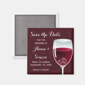 Rings in Weinglas Hochzeit retten das Datum Magnet (Vorderseite/Rückseite)