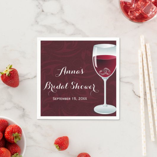 Rings in Wine Glass Bridal Wedding Serviette (Beispiel)