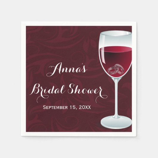 Rings in Wine Glass Bridal Wedding Serviette (Vorderseite)