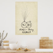 Rings Initial Balloon Thumbprint Wedding Guestbook Poster (Küche)