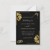 Rings Wedding Einladung - Blumenrahmen Champagner (Vorderseite)