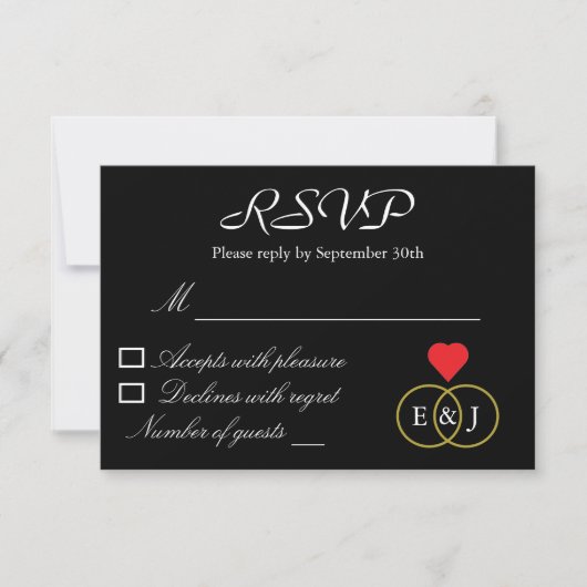Rings Wedding RSVP Card Karte (Vorderseite)