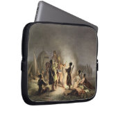Ringsum das Lager-Feuer (Farbelitho) Laptopschutzhülle (Vorne Rechts)