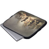 Ringsum das Lager-Feuer (Farbelitho) Laptopschutzhülle (Vorne Knopf)