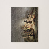 Ringsum das Lager-Feuer (Farbelitho) Puzzle (Vertikal)