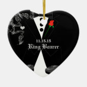 Ringträger mit Black Tuxedo Gastgeschenk Hochzeit Keramikornament (Vorne)