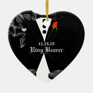 Ringträger mit schwarzem Smoking-Hochzeitsgeschenk Keramikornament