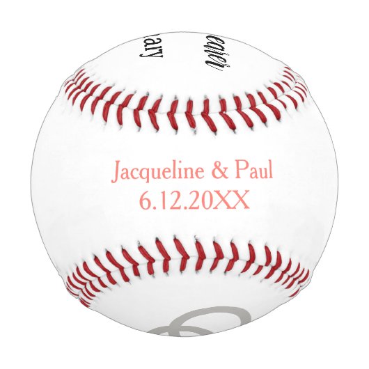 Ringträger Personalisierter Name Koralle Baseball (Rückseite)