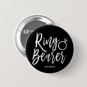 Ringträger   Script Style Blk Custom Wedding Button