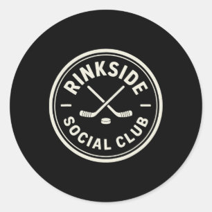 Rinkside Social Club Lustiger Hockey Retro Rink Sp Runder Aufkleber