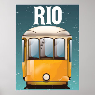 Rio Brasil Vintage-Straßenbahn Urlaub Reiseplakat Poster