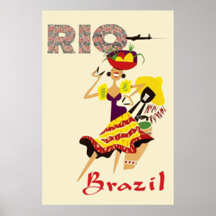 Rio, Brasilien, brasilianische Tänzerin mit Tromml Poster