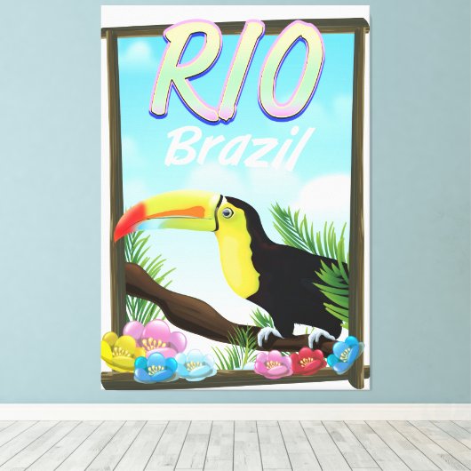 Rio Brasilien Toucan Reiseplakat Leinwanddruck (Insitu (Holzboden))
