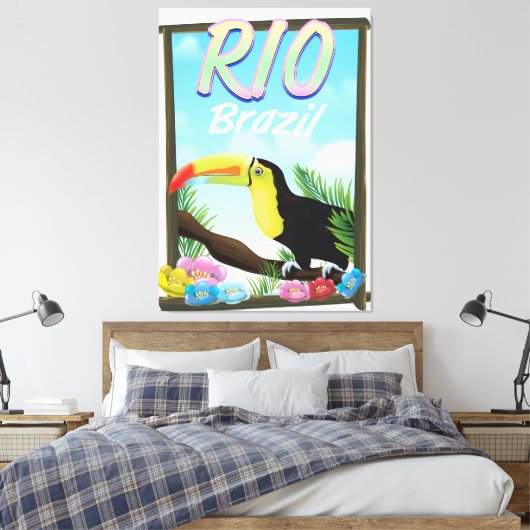 Rio Brasilien Toucan Reiseplakat Leinwanddruck (Insitu (Schlafzimmer))