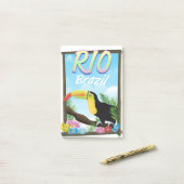 Rio Brasilien Toucan Reiseplakat Post-it Klebezettel (Auf Schreibtisch)