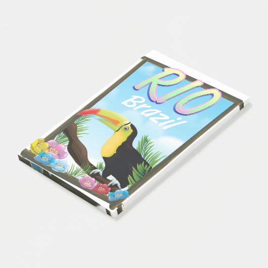 Rio Brasilien Toucan Reiseplakat Post-it Klebezettel (angewinkelt)