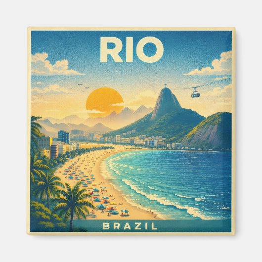 Rio Brasilien Vintage-Reiseposter Magnet (Vorne)