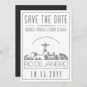 Rio Brazil Wedding Stylized Skyline Save the Date Einladung (Vorne/Hinten)