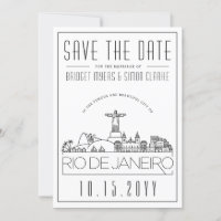 Rio Brazil Wedding Stylized Skyline Save the Date