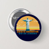 Rio - Corcovado - Jesus Christus der Erlöser Button (Vorne & Hinten)