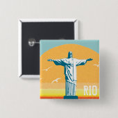 Rio - Corcovado - Jesus Christus der Erlöser Button (Vorne & Hinten)