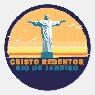 Rio - Corcovado - Jesus Christus der Erlöser Runder Aufkleber