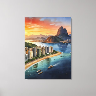 Rio De Janeiro Aquarell-Kunst Leinwanddruck