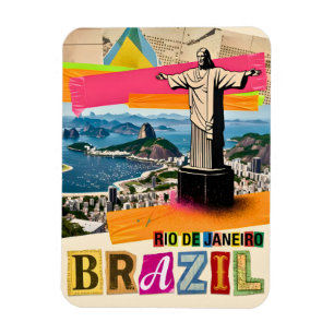 Rio de Janeiro Brasil Christus Retro Collage Reise Magnet