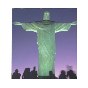 Rio de Janeiro, Brasil. Christus-Statue auf Notizblock