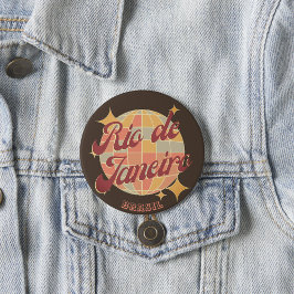 Rio de Janeiro Brasil Disco Retro Vintag Button