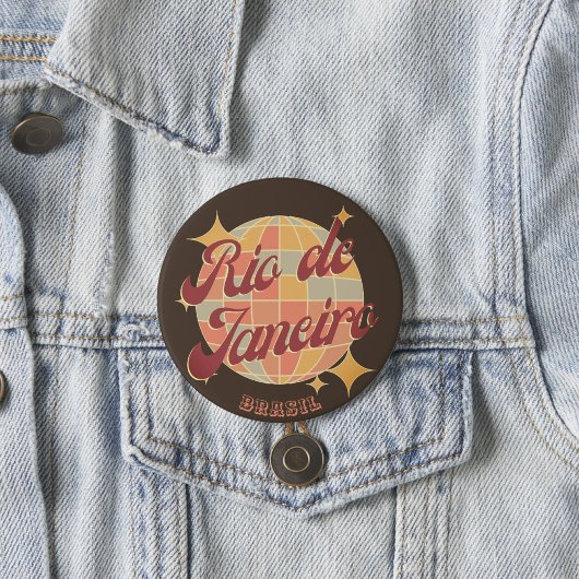 Rio de Janeiro Brasil Disco Retro Vintag Button