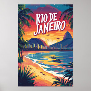Rio de Janeiro Brasil Kunst Illustration Reise Poster