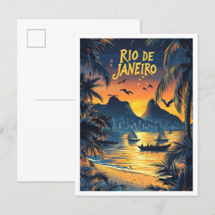 Rio de Janeiro Brasil Kunst Vintage Reise Postkarte