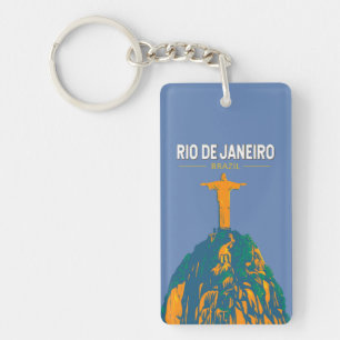 Rio De Janeiro Brasil Reise Kunst Vintage Schlüsselanhänger