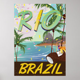 rio de janeiro Brasil Retro-Reise-Druck. Poster