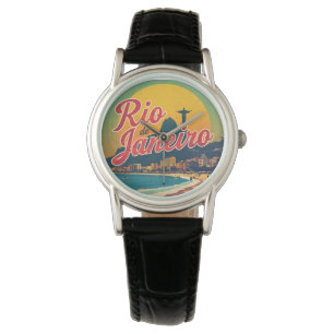 Rio De Janeiro Brasil Retro Vintage Reise T-Shirt Armbanduhr