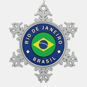 Rio de Janeiro Brasil Schneeflocken Zinn-Ornament