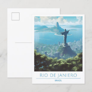 Rio de Janeiro Brasilien Art Vintage Reise Postkarte