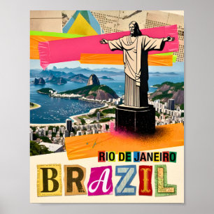 Rio de Janeiro Brasilien Christ Retro Collage Reis Poster
