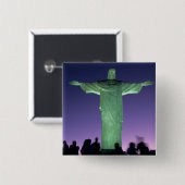 Rio de Janeiro, Brasilien. Christliche Statue Button (Vorne & Hinten)