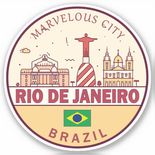 Rio de Janeiro Brasilien City Skyline Emblem Aufkleber (Vorderseite)