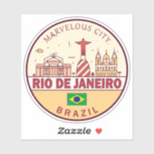 Rio de Janeiro Brasilien City Skyline Emblem Aufkleber (Blatt)