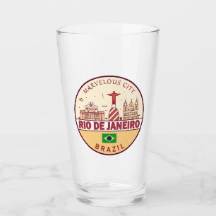 Rio de Janeiro Brasilien City Skyline Emblem Glas