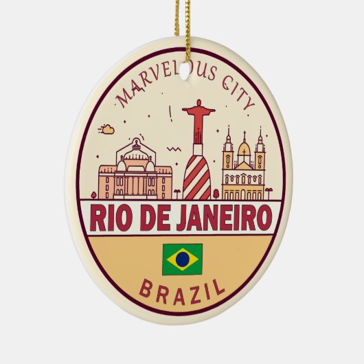 Rio de Janeiro Brasilien City Skyline Emblem Keramik Ornament (Rechts)