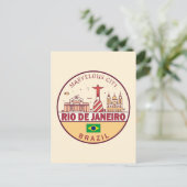 Rio de Janeiro Brasilien City Skyline Emblem Postkarte (Stehend Vorderseite)